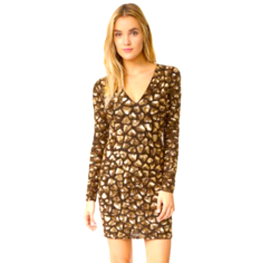 Alice + Olivia Gold and Bronze Sequin Dress size 2